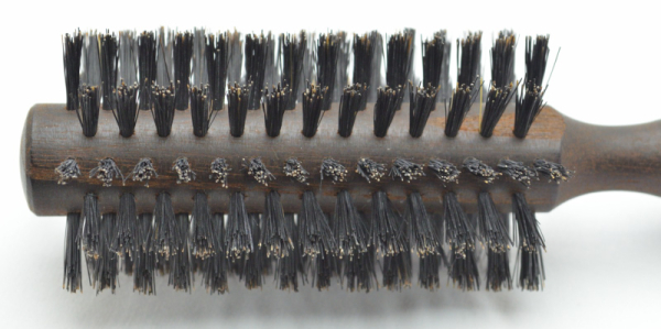 Thermo-Eschenholz Rundhaarbürste Durchmesser 22/55 mm Wildschweinborsten. Bürstenfabrik Keller.
